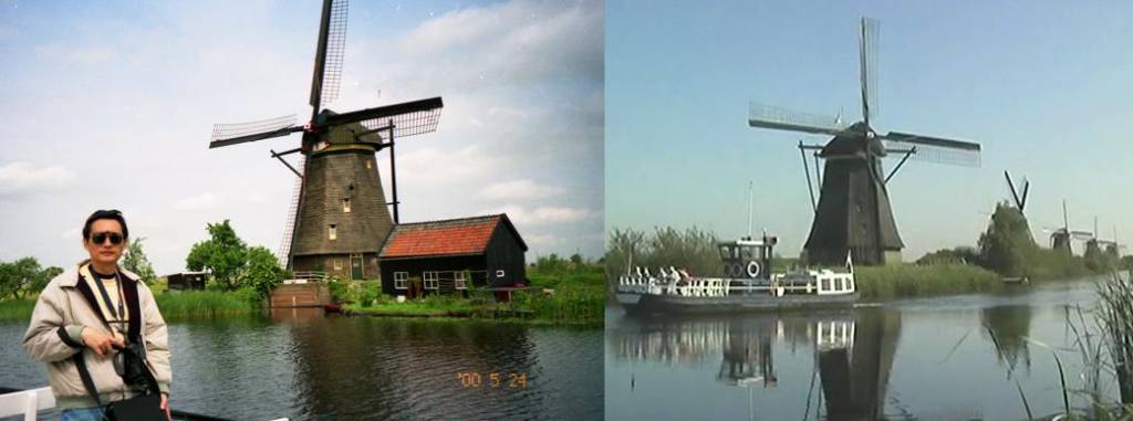 在 Kinderdijk 搭船遊風車陣。